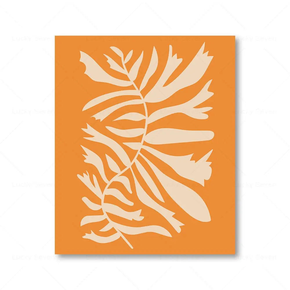 Retro Botanical Abstract Floral Canvas Wall Art Print | Unframed
