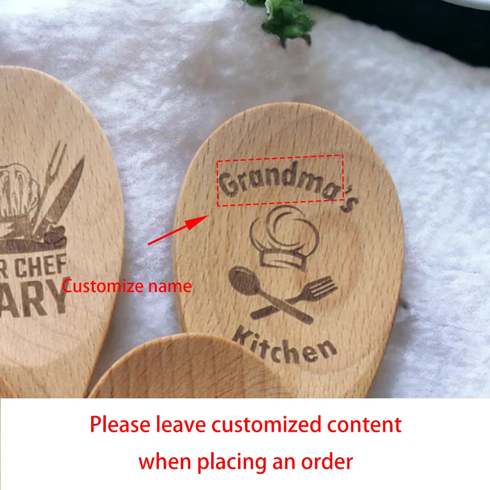 Custom Engraved Wooden Spoon | Personalized Kitchen Gift Engraved Kitchen Utensil Peaceful Pleasures Health and Wellness DCustom Spoon 1Pcs 30x5cm