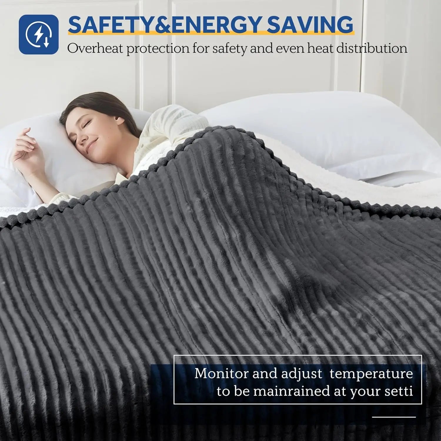 Queen Reversible Heated Blanket – Dual Control, 10 Levels Peaceful Pleasures Health and Wellness