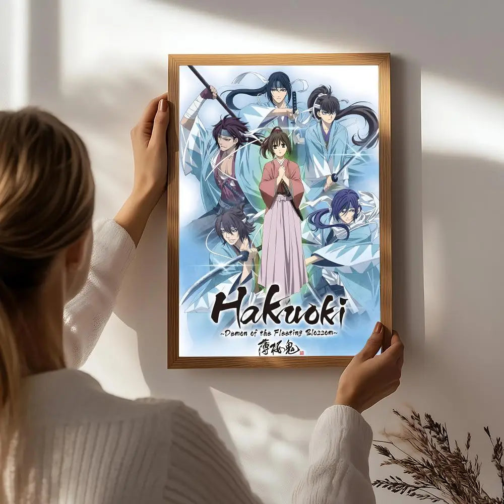 Hakuouki Anime Poster HD Self-Adhesive Waterproof Wall Art Anime Wall Poster Peaceful Pleasures Health and Wellness White5 15X20cmNoframe