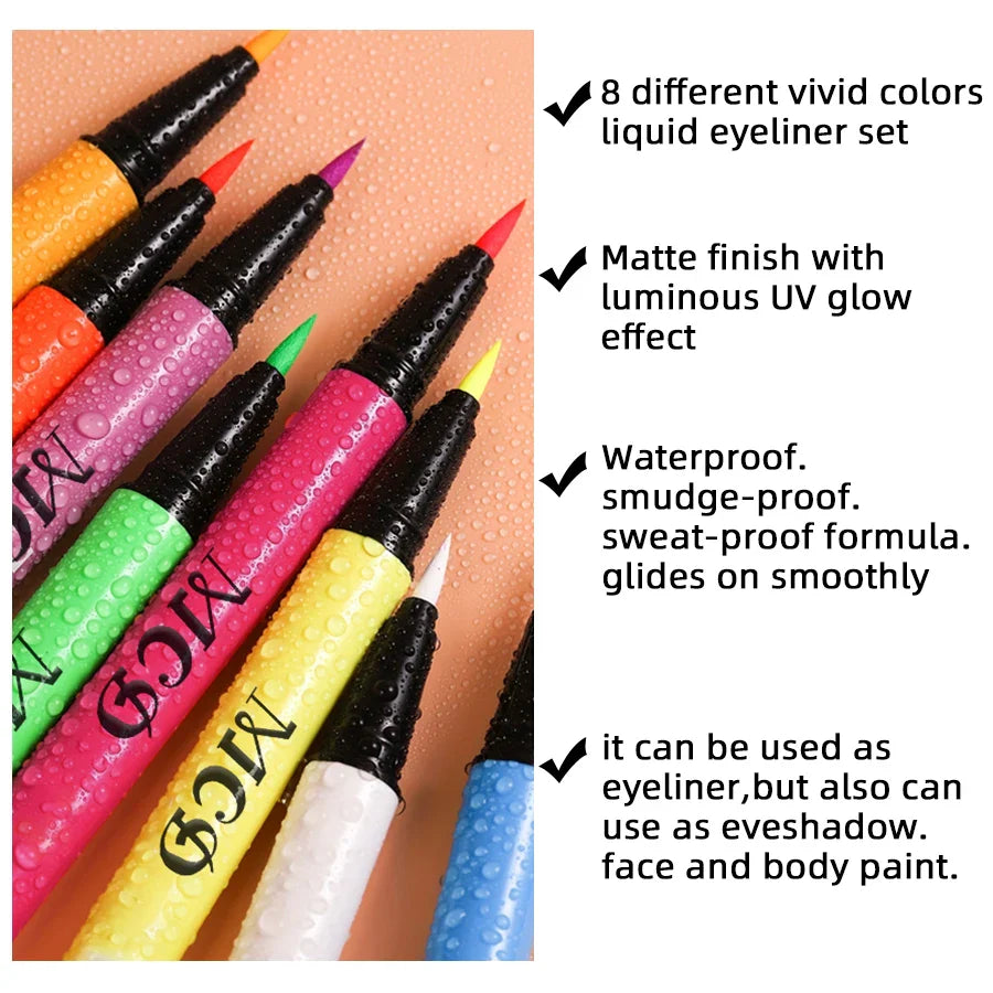 UV Neon Face & Body Paint Pen – 8 Colors, Waterproof