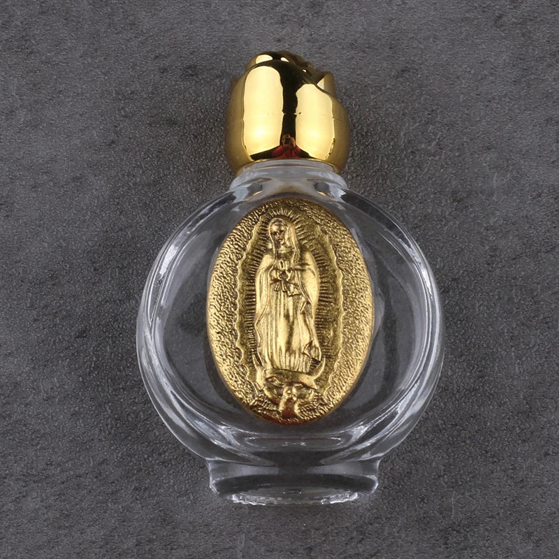 Beautiful Gold Rose Crystal Glass Empty Holy Water Jesus Bottle Religious Bottle Christian Baptism Supplies Gift Peaceful Pleasures Health and Wellness