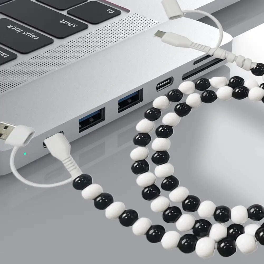 4-in-1 PD3.0 Beaded Charging Cable – USB-C & 8-Pin Fast Sync