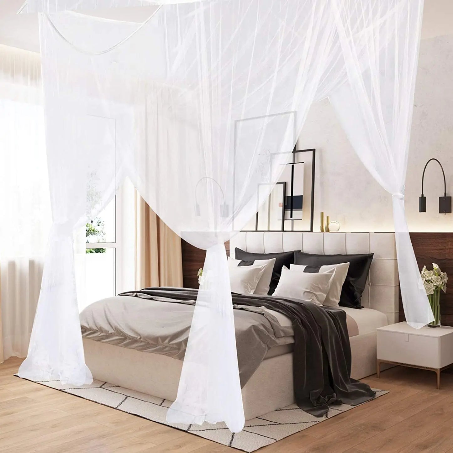 Large Four-Door Mosquito Net | Breathable Camping Insect Net