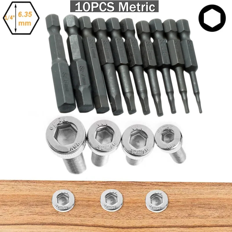10-Pc Magnetic Hex Bit Set | SAE & Metric Allen Wrench Bits Peaceful Pleasures Health and Wellness