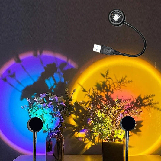 USB LED Sunset Lamp – RGB Night Light Projector for Bedroom LED Projector Night Light Oasis Select