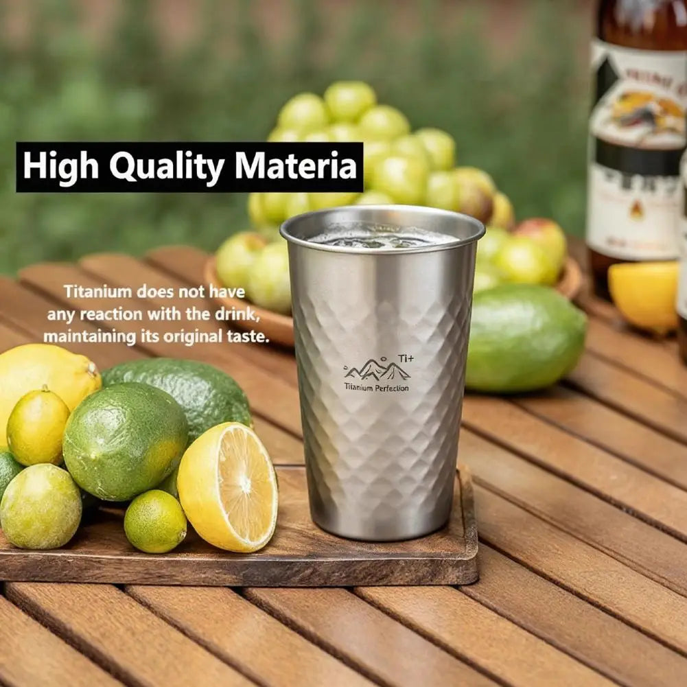 350/500/600ml Portable Outdoor Coffee Tea Mug Ultralight Pure Titanium Camping Cup Picnic Beer Juice Cup Camping Tableware Peaceful Pleasures Health and Wellness