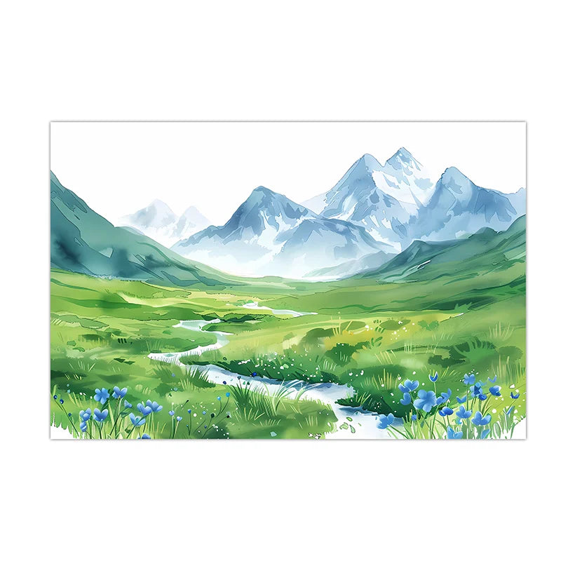 Nordic Mountain Valley Canvas Wall Art | Nature Landscape Print Canvas Wall Art Peaceful Pleasures Health and Wellness 02 40x60cm No Frame China Mainland