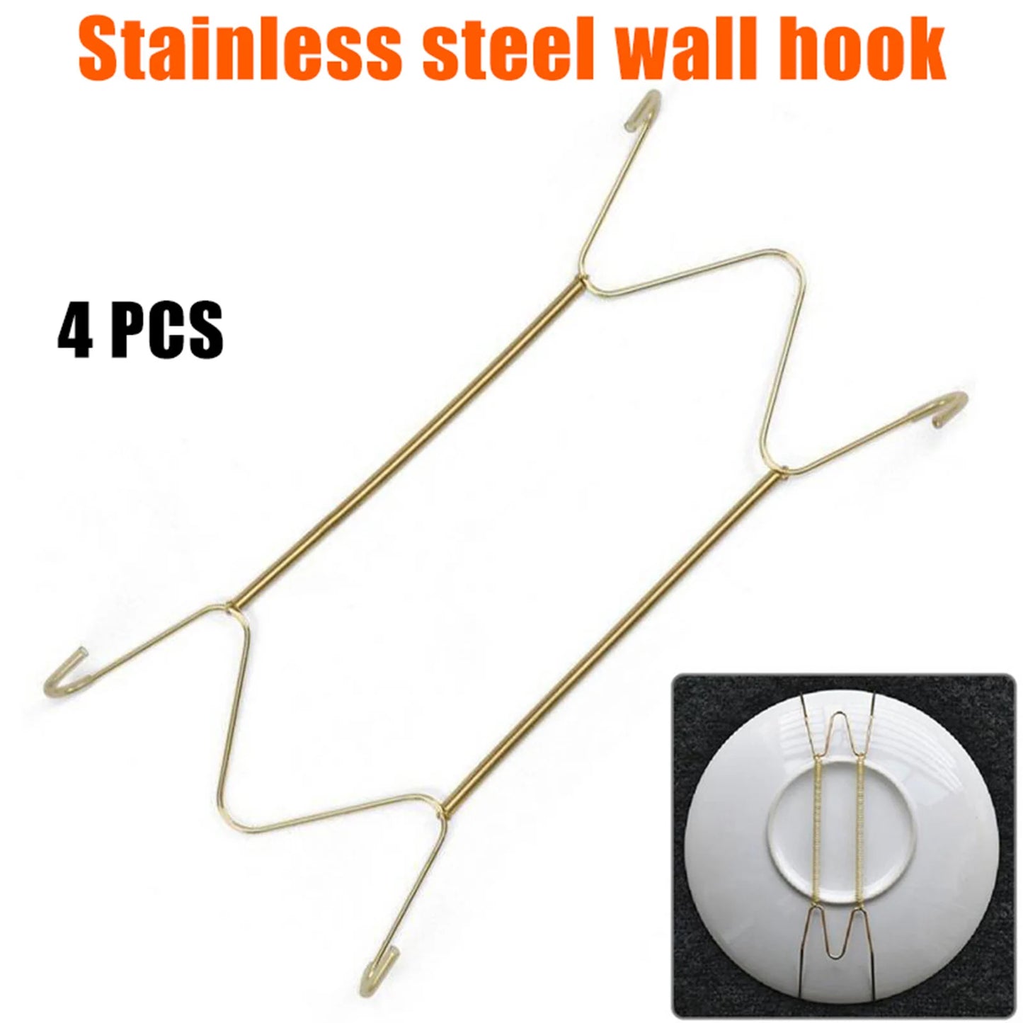 4 Pcs Stainless Steel Plate Hangers Invisible Plate Hangers Holder Wall Hooks Home Decor For Hotel Home Restaurant Peaceful Pleasures Health and Wellness