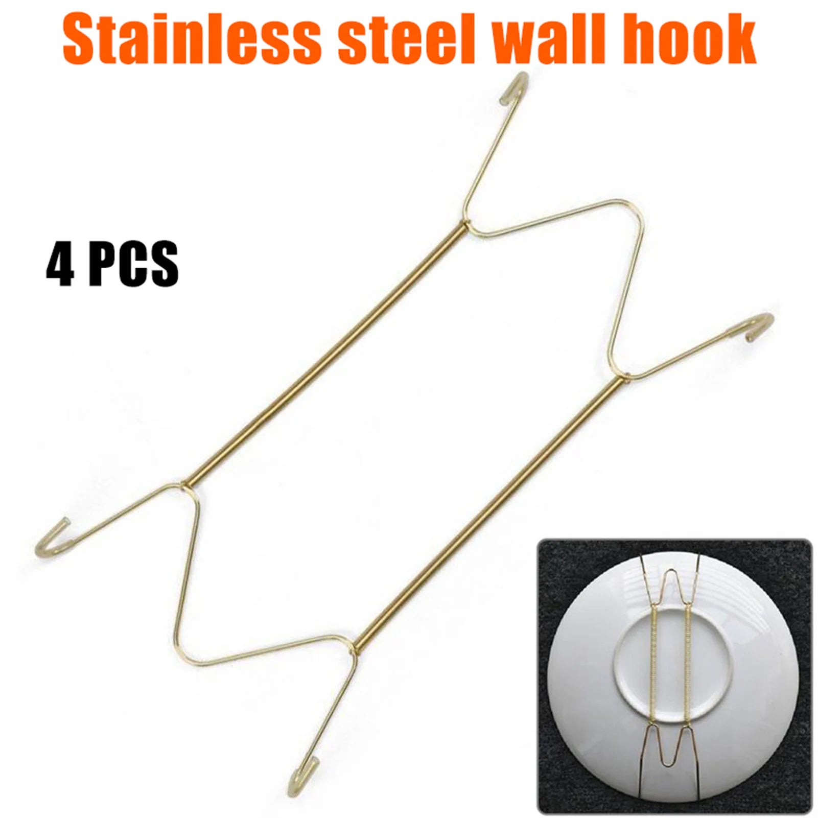 4 Pcs Stainless Steel Plate Hangers Invisible Plate Hangers Holder Wall Hooks Home Decor For Hotel Home Restaurant Peaceful Pleasures Health and Wellness