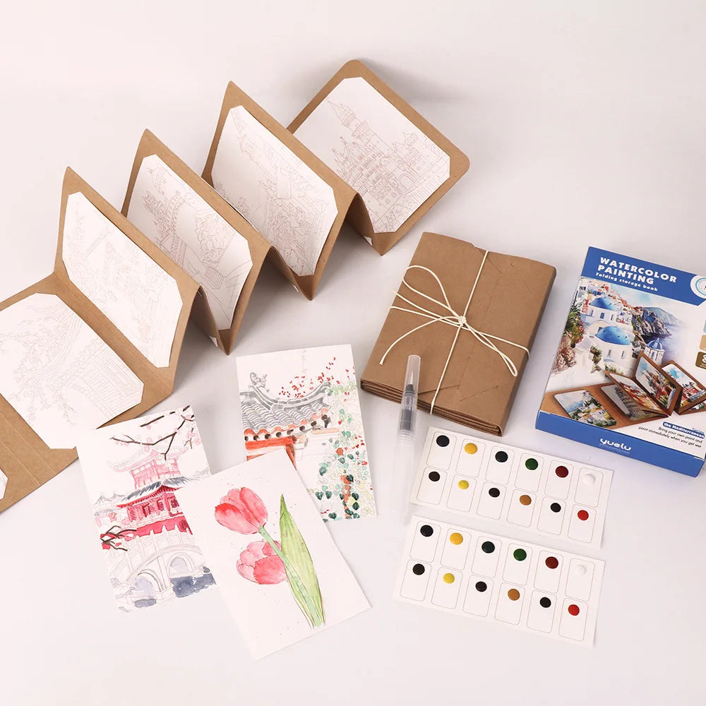 Professional Watercolor Painting 12 Colors Palette Kraft Paper Pad