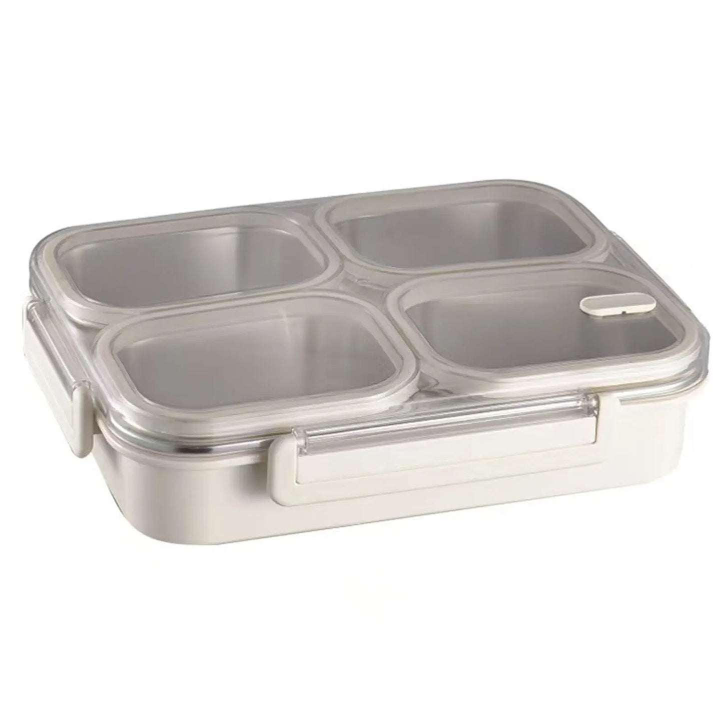 Stainless Steel Students Lunch Box With 3 Compartments Leakproof Bento Box With Soup Cup Condiment Cup For School Office Travel Peaceful Pleasures Health and Wellness white As Shown