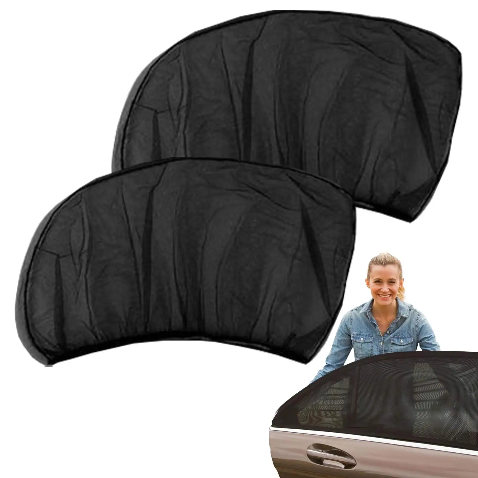 2PCS 2-in-1 Car Window Fly Screen & Sun Shade Breathable Mesh For Rear Side Windows UV Protection & Bug Guard For Cars, SUVs Peaceful Pleasures Health and Wellness