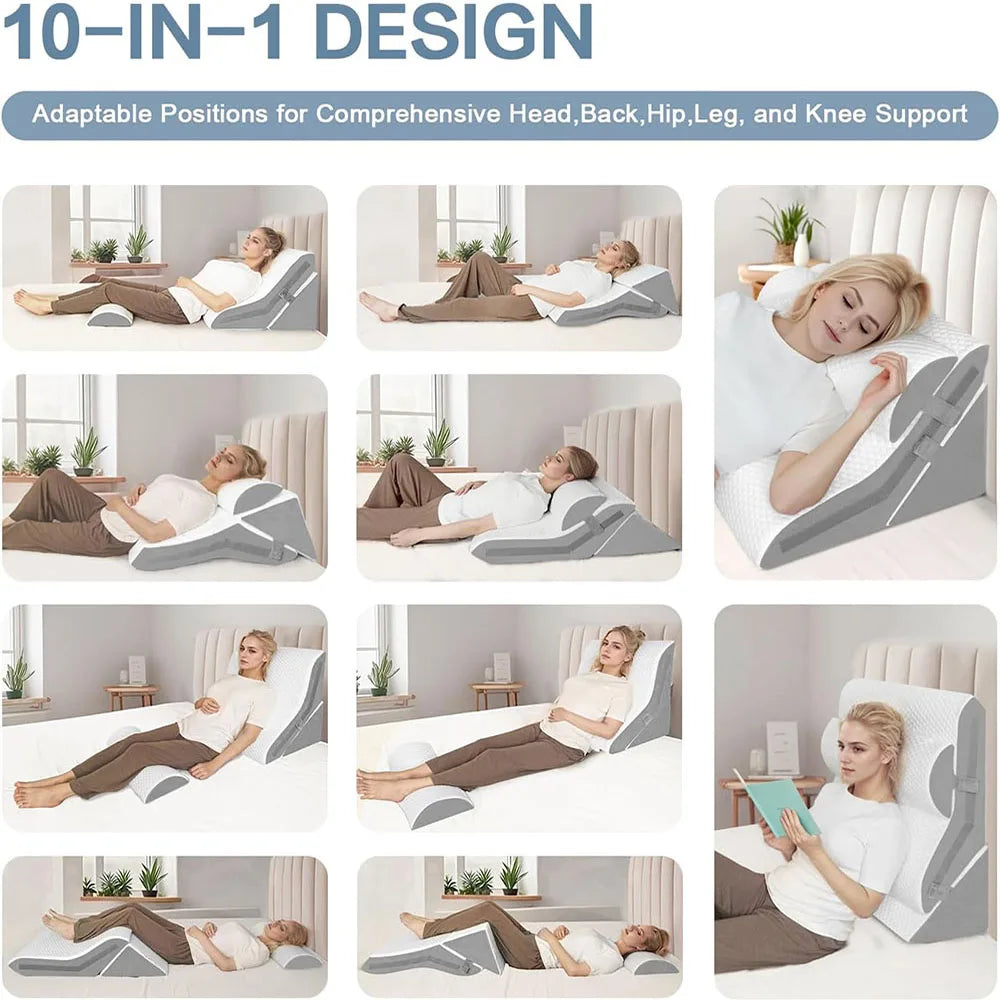 Wedge Pillow Headboard 3PCS Orthopedic Bed Wedge Pillows for After Surgery Adjustable Pillow for Acid Reflux&Back Pain Relief Peaceful Pleasures Health and Wellness