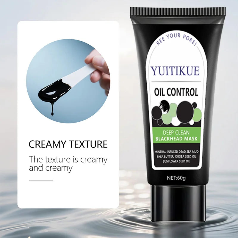 YUITIKUE Blackhead Mask 60g - Bamboo Charcoal & Dead Sea Mud, Deep Cleanse Pores, Oil Control, Peel-off Black Mask, Easy to Use Peaceful Pleasures Health and Wellness