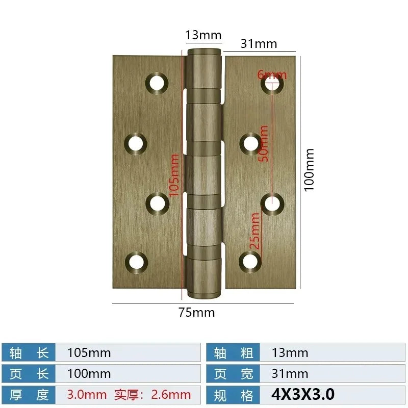 stainless steel Mute Hinge Room Door 4 Inch Bearings Hinges 3mm Thick Heavy Doors Strong Load Bearing Gemel Furniture Hardware Peaceful Pleasures Health and Wellness QT 4 inch
