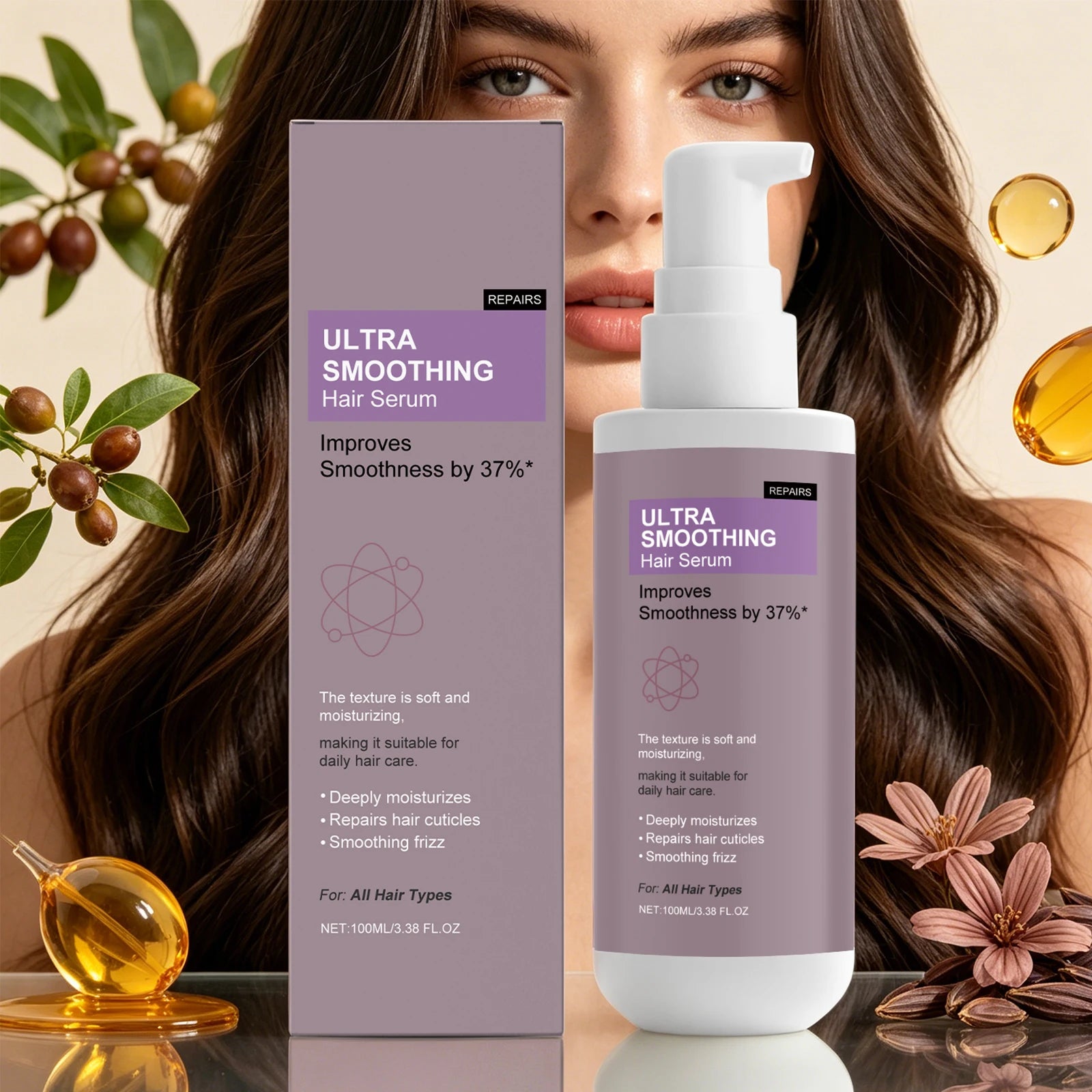 37% Smoothing Hair Serum for Dry & Frizzy Hair Anti-Frizz & Cuticle Repair Serum Prevent Hair Loss Reduce Breakage Hair Care Peaceful Pleasures Health and Wellness