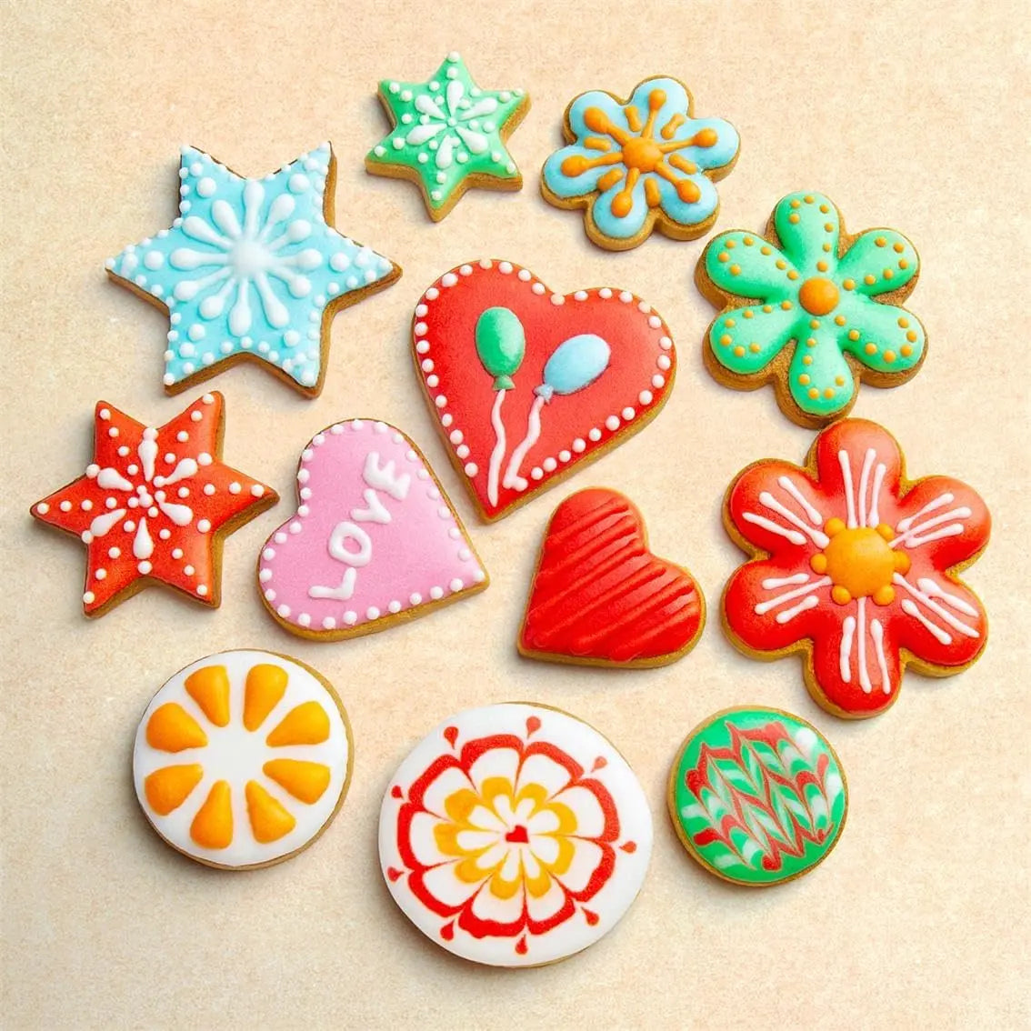 12-Piece Stainless Steel Cookie Cutter Set – Heart, Star, Flower