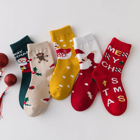 Kids Christmas Socks 5 Pairs | Cotton Santa Gift Ages 1–10 Kids Holiday Socks Peaceful Pleasures Health and Wellness 5Pairs 7-10Years(L)