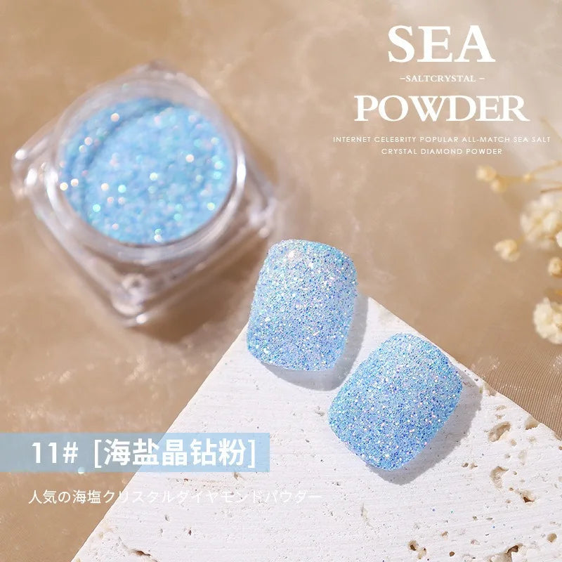 Aurora Sea Salt Nail Glitter Set – 12 Colors Holographic Sugar Powder