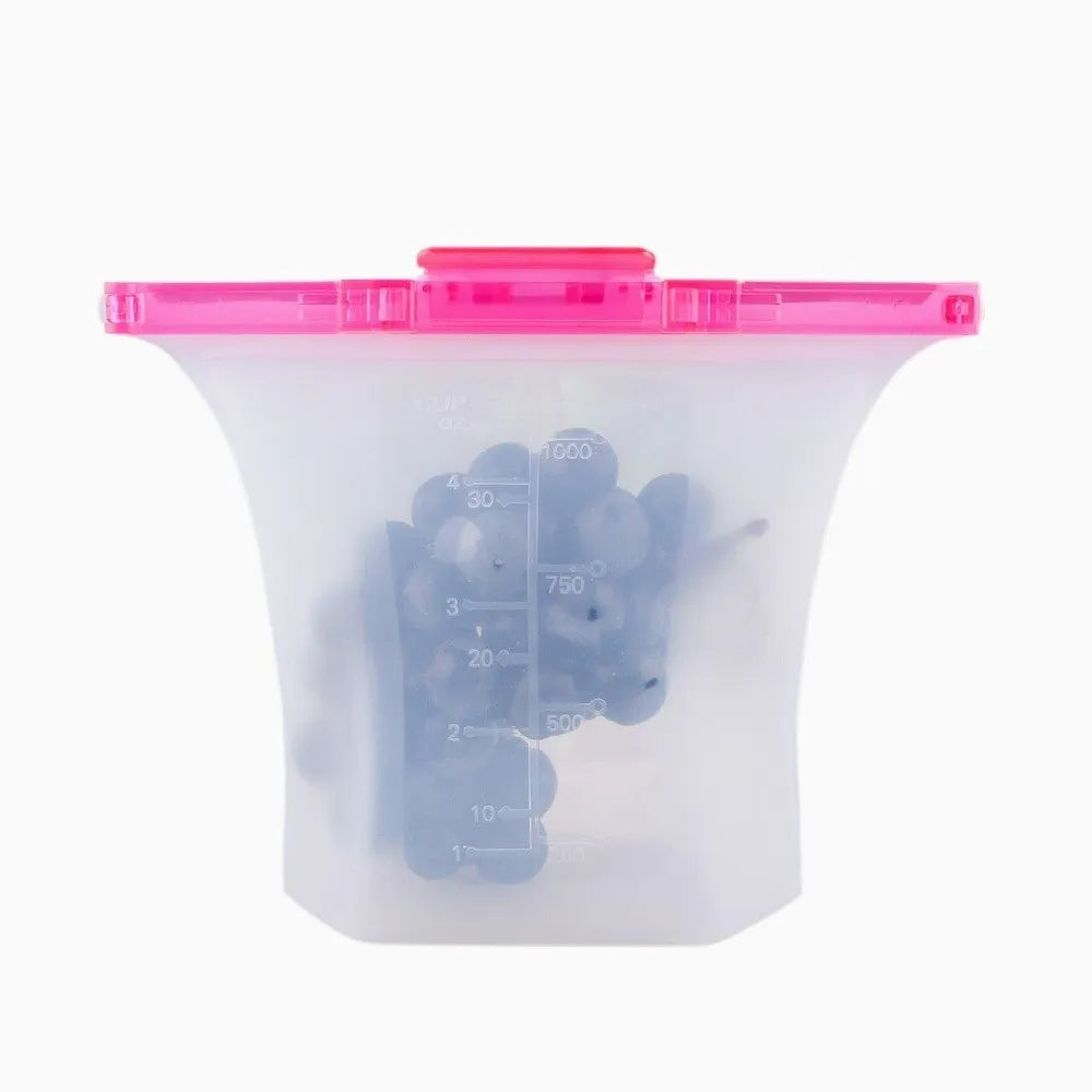 1000ml Reusable Silicone Food Storage Bag – Leakproof Seal