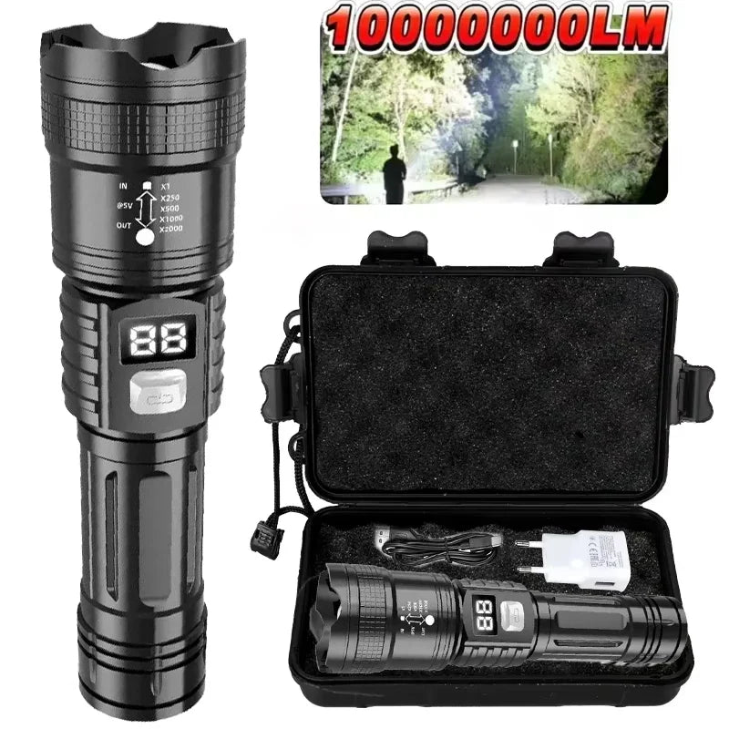 Rechargeable LED Flashlight – Zoomable Waterproof Outdoor Torch