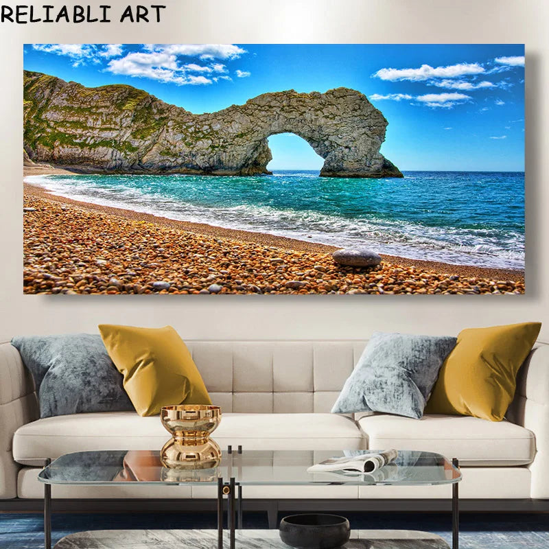Modern Large Size Landscape Poster Wall Art Canvas Painting Sunset Beach Picture For Living Room Bedroom Home Decor No Frame Peaceful Pleasures Health and Wellness