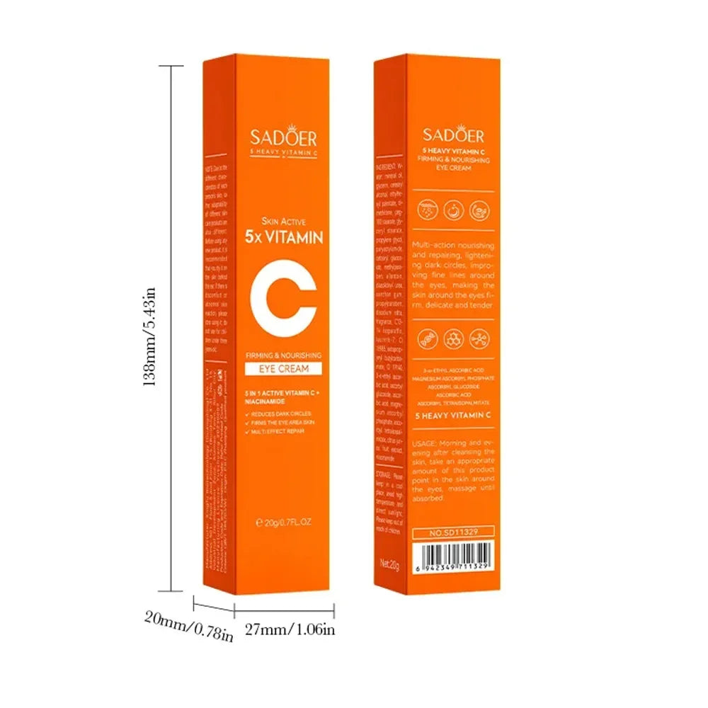 SADOER Vitamin C Eye Cream Anti Dark Circles Eyes Bags Remover Moisturizing Brightening Firming Skin Care Products for Eyes Peaceful Pleasures Health and Wellness