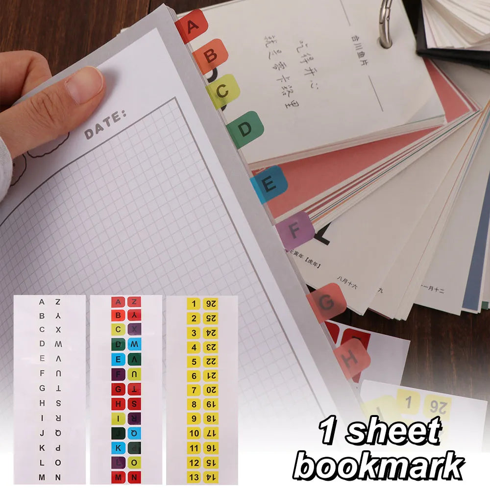 Colorful Alphabet Index Label Stickers Small Strips Study Alphabet Page Markers Waterproof Organizer Page Marker Sticky Flags Peaceful Pleasures Health and Wellness