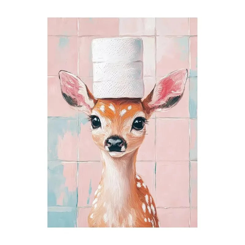 Funny Animal Bathroom Canvas Wall Art | Zebra Giraffe Tiger