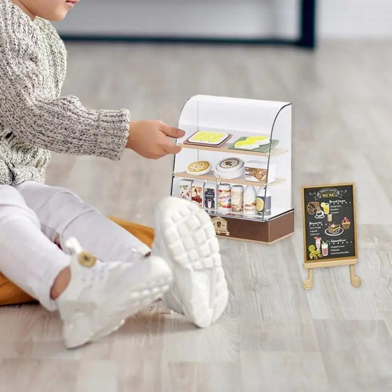 Miniature Bakery Cabinet & Cake Display Set – 1:12 Dollhouse