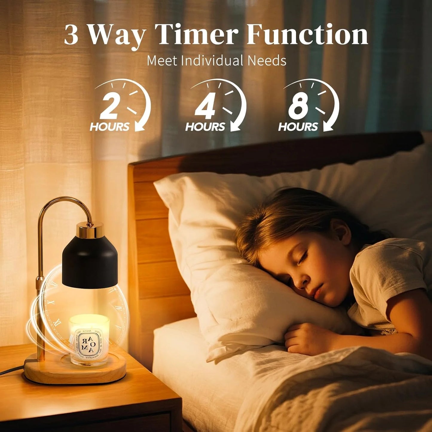 Dimmable Candle Warmer Lamp with Timer | Black Wax Melter