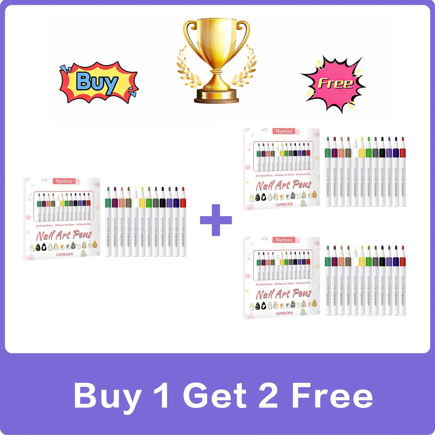 12pc Multi Color Nail Art Pen Set – Waterproof DIY Manicure Kit