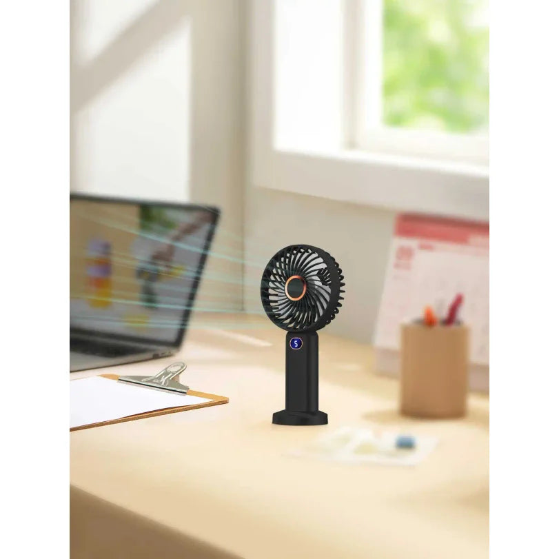 Portable USB Rechargeable Handheld Fan | 5-Speed Digital Display