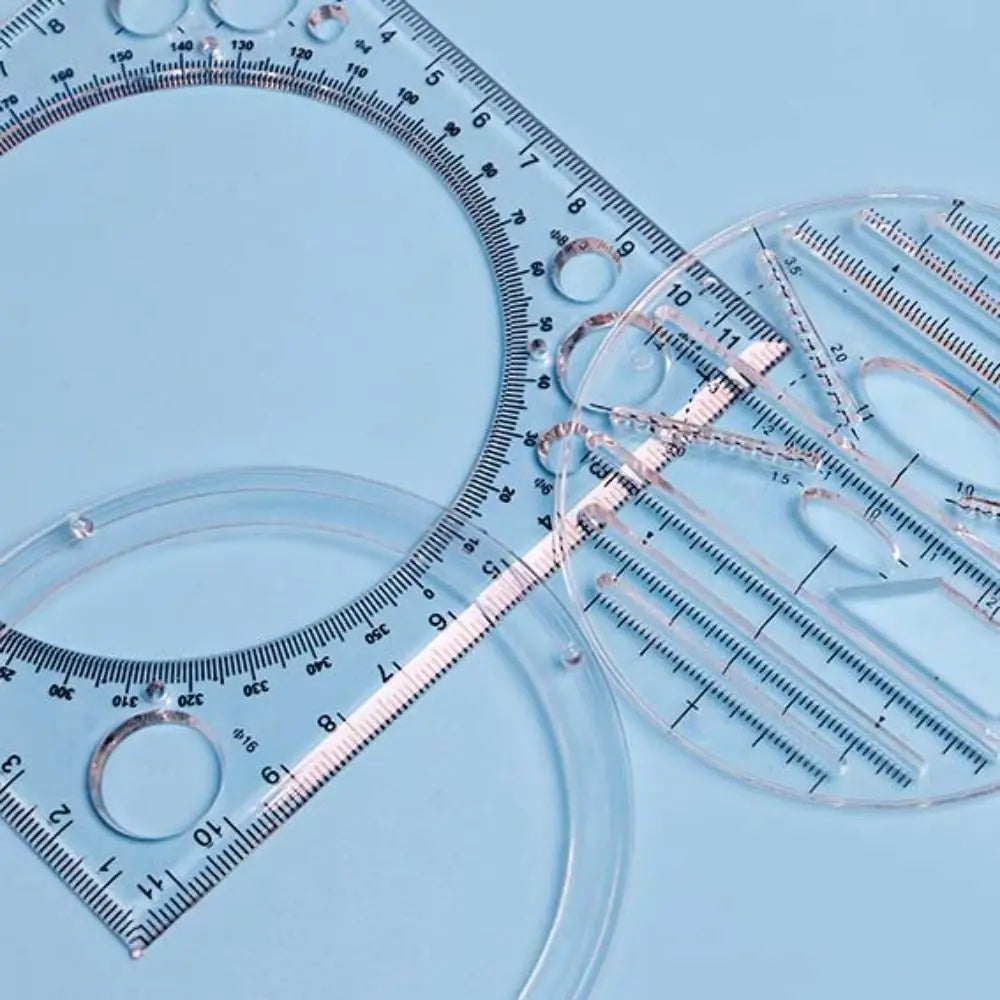 Protractor Geometry Drawing Ruler Transparent Multi-Functional Rotatable Ruler 3D Scale Educational Circle Drafting Ruler Peaceful Pleasures Health and Wellness