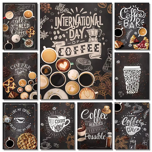 Nordic Coffee Canvas Wall Art | Café Kitchen Chalkboard Print Canvas Wall Art Peaceful Pleasures Health and Wellness