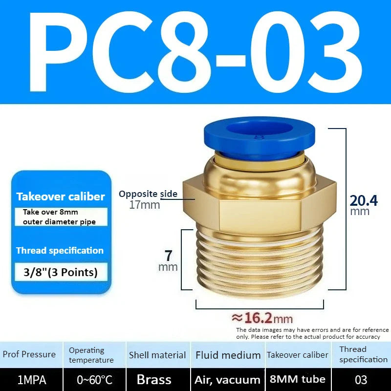 Copper Pneumatic Quick Connect Fittings 1/8"–1/2" Thread