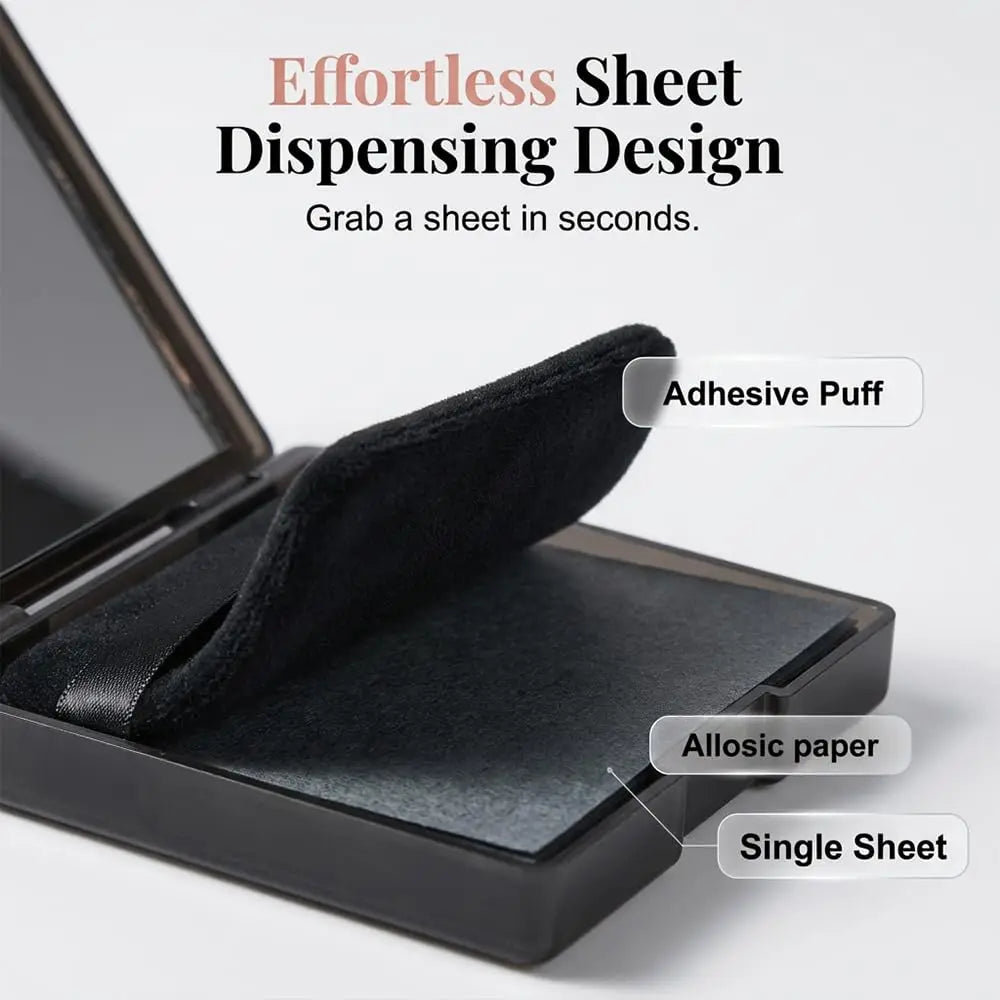 Oil Blotting Sheets for Oily Skin with Mirror & Puff – 100 Pcs