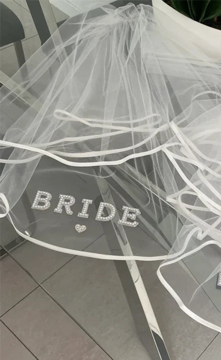 Pearl Heart Bride Veil | Bachelorette & Bridal Shower Gift