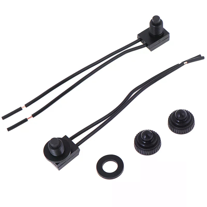 2PCS 12V Waterproof Push Button On-Off Switch With 4" Lead Wire Black Peaceful Pleasures Health and Wellness