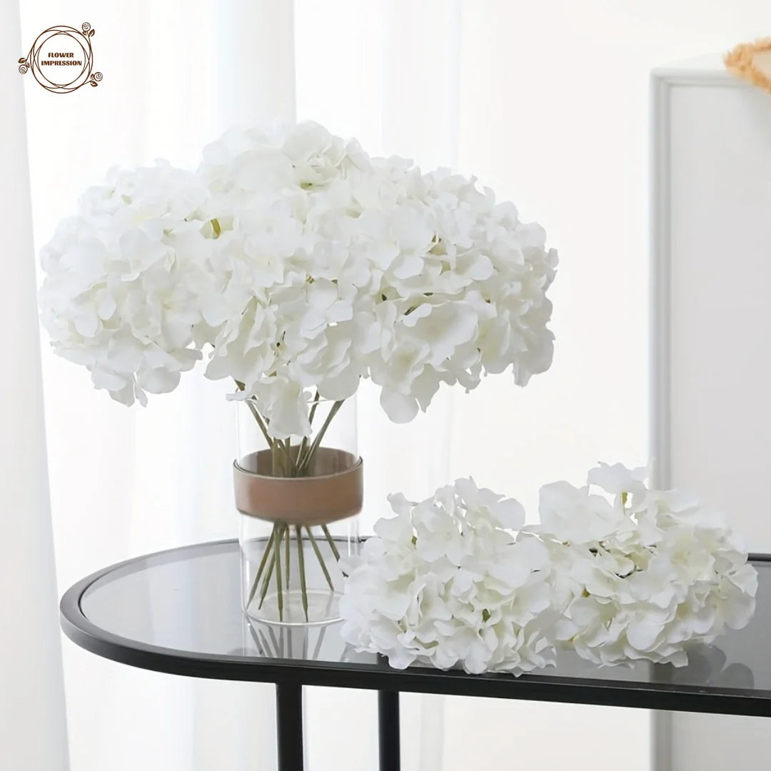 10pcs Silk Artificial Hydrangea Flowers with Stems | Wedding Decor