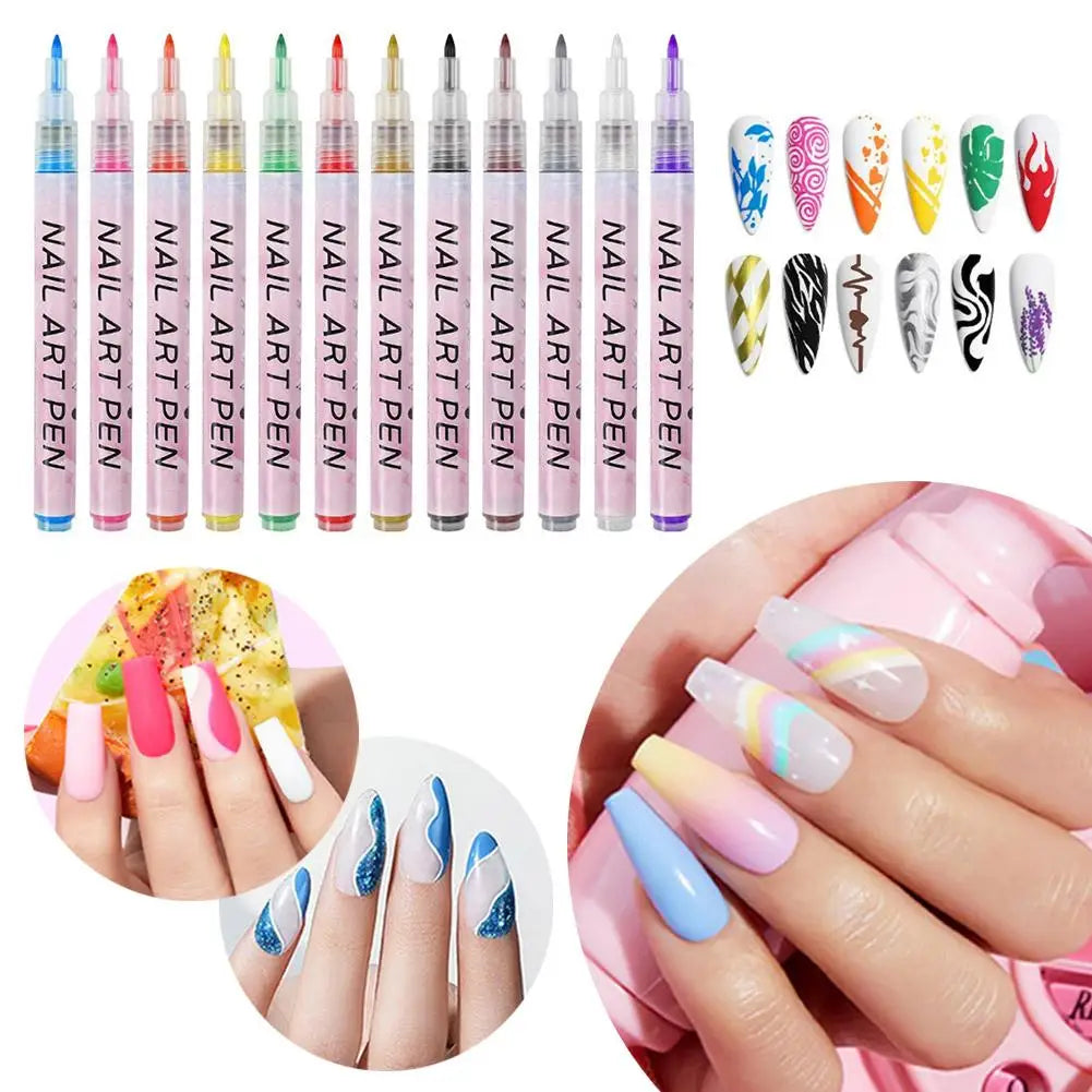 Graffiti Nail Art Pen Set Quick-drying DIY Nail Art Drawing Pen Abstract Line Manicure Tool Painting Liner For Salon Nail Art Peaceful Pleasures Health and Wellness