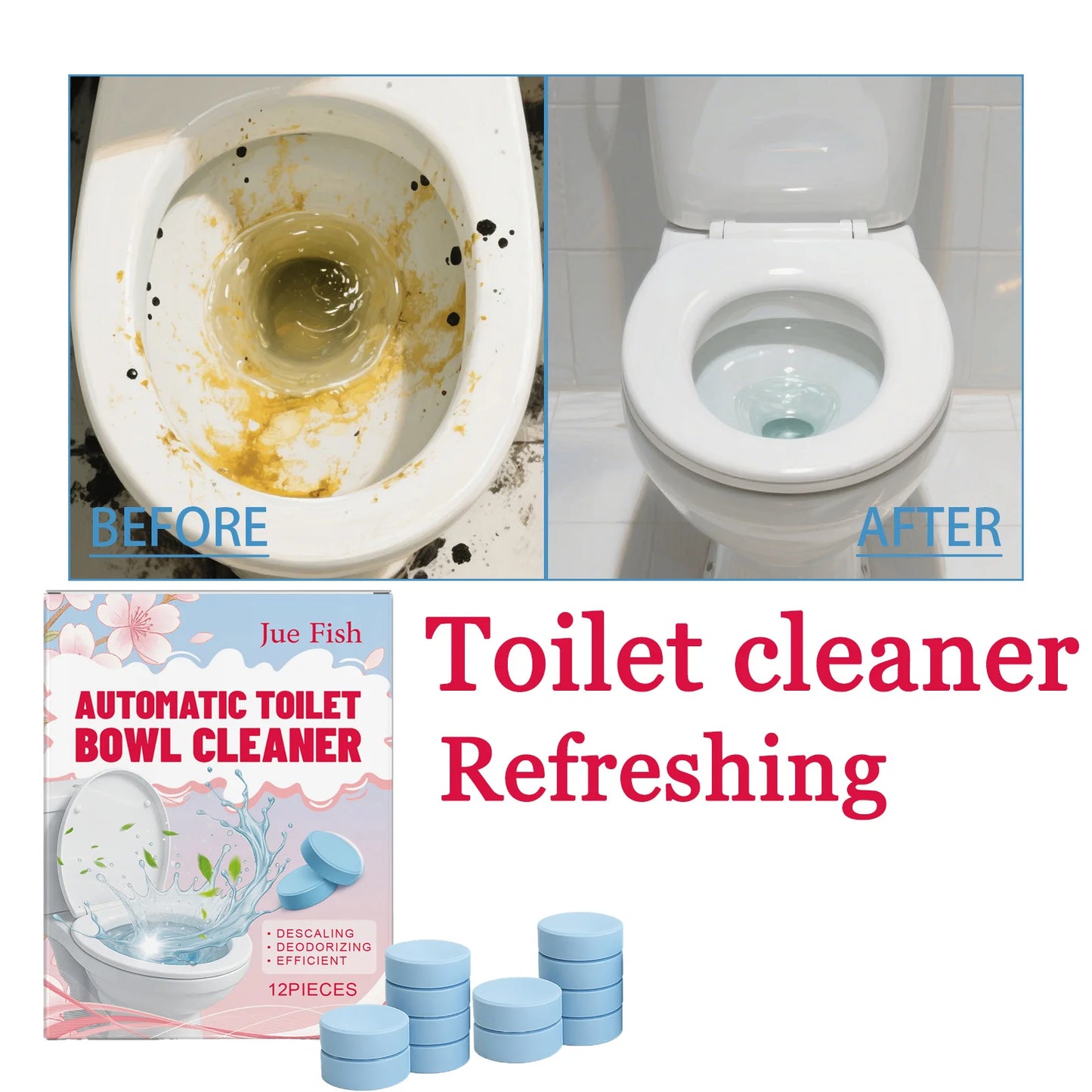 12-Pack Toilet Cleaning Tablets – Stain & Odor Remover