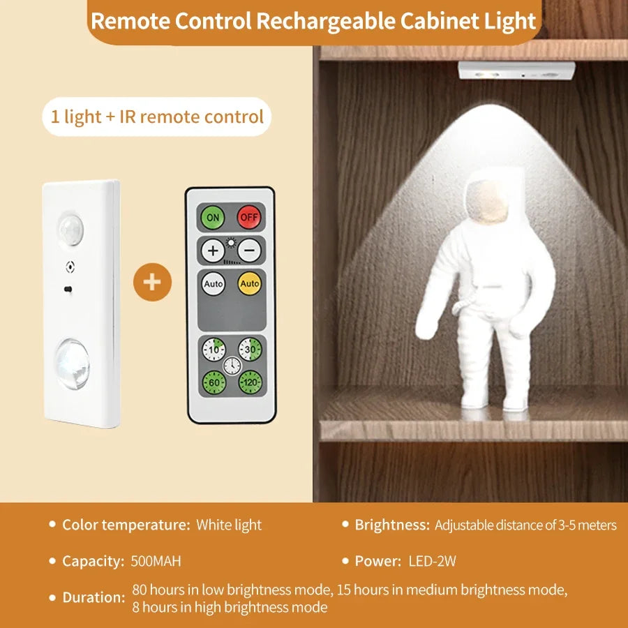 Rechargeable LED Motion Sensor Cabinet Light – Remote & Timer
