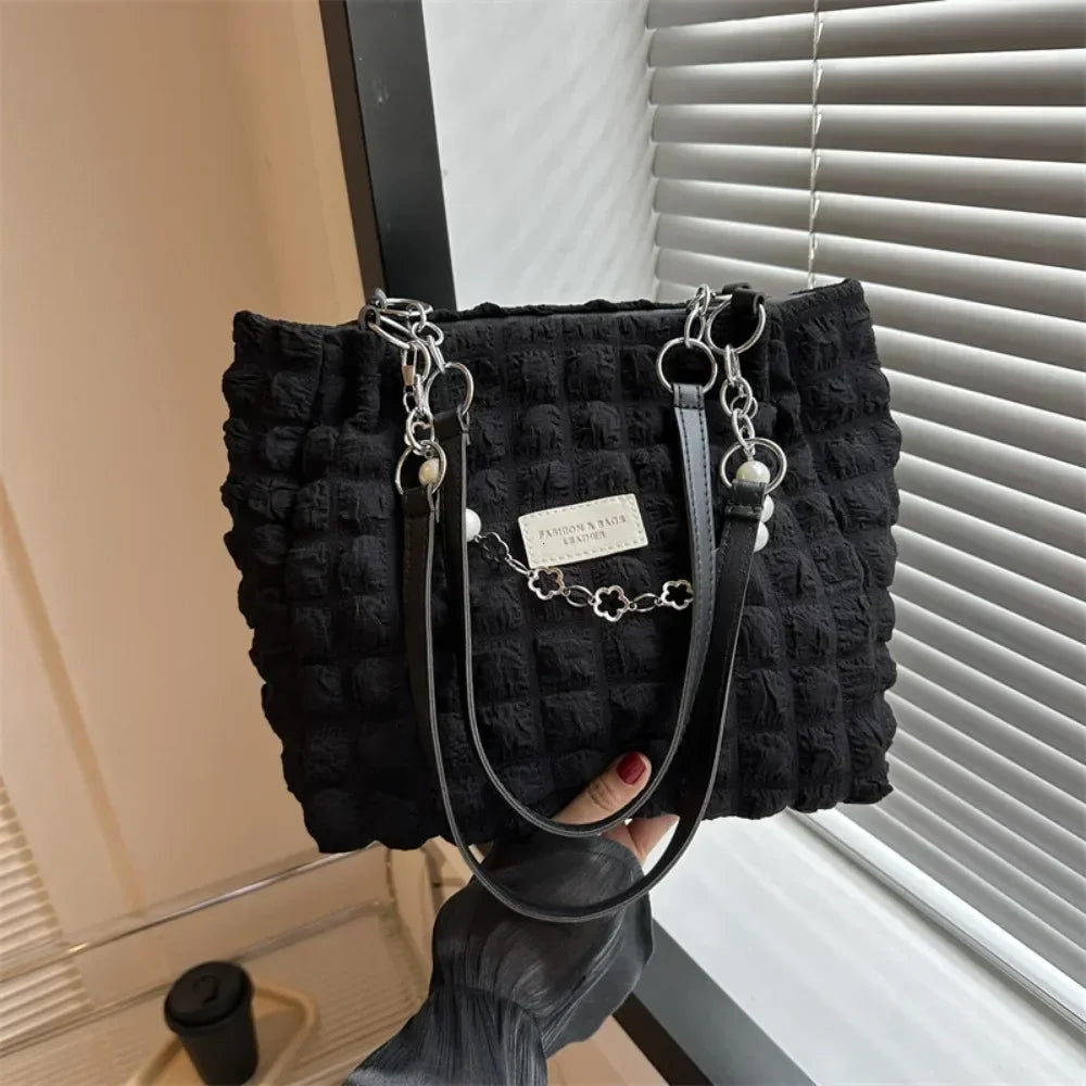 Underarm Pleated Bubble Single-shoulder Bag for Women Large-capacity Casual and Stylish Tote Bag Fashionable Women's Handbags Peaceful Pleasures Health and Wellness