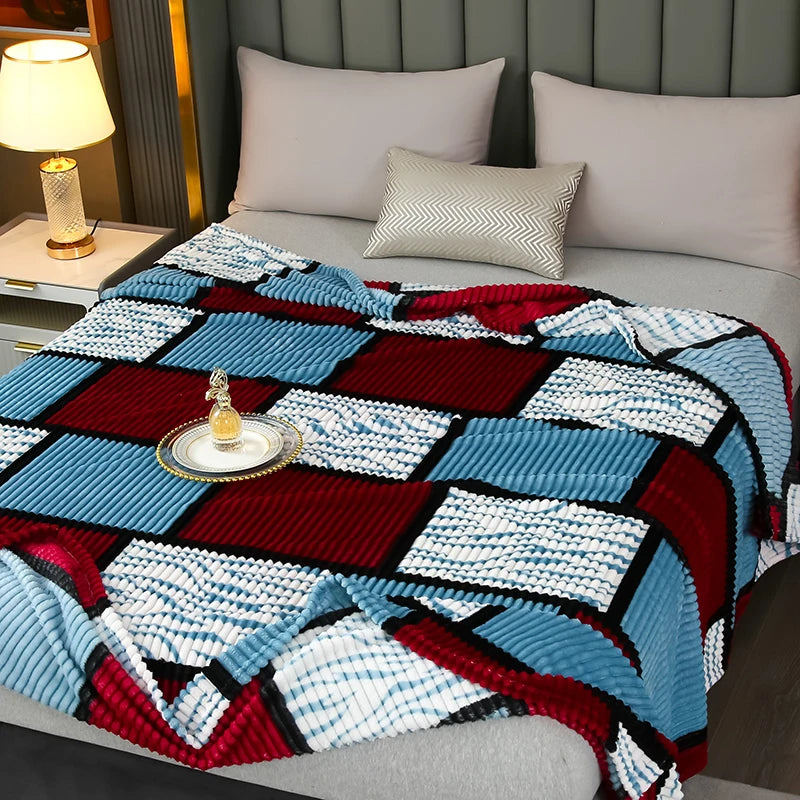 Plaid Fleece Bed Blankets Queen King Soft Lightweight Plush Fuzzy Blanket Lightweight Blanket for Travel Camping Bedspreads Peaceful Pleasures Health and Wellness