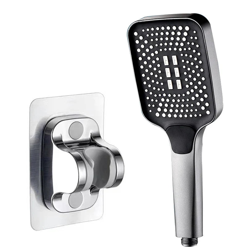 Square High-Pressure Handheld Shower Head – 3 Spray Modes