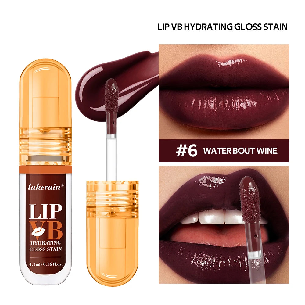Lip Stain Lip IV Hydrating Glossy Lip Stain with 12HR Hydration Long-Lasting Nourish Rose Lips Hydra Glossy Wetness Makeup Peaceful Pleasures Health and Wellness 6Water Bout Wine