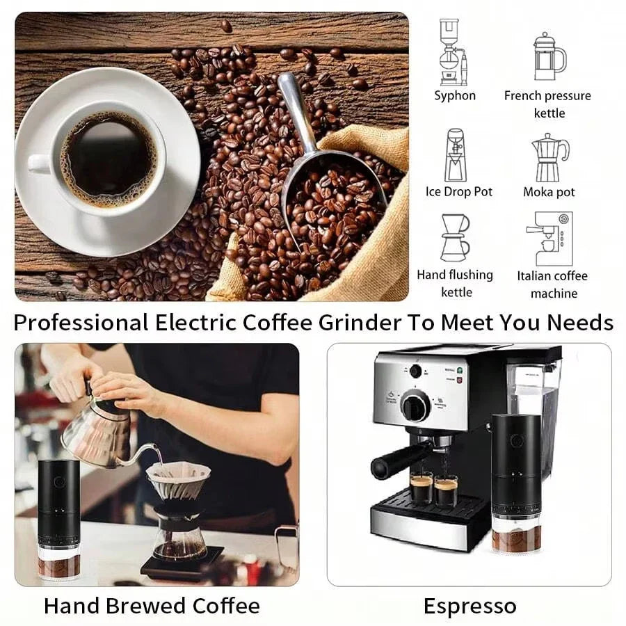 Electric Burr Coffee Grinder – 38 Levels, Rechargeable & Ceramic