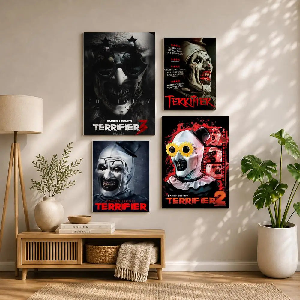 Terrifier Movie Poster HD Self-Adhesive Waterproof Wall Art Movie Wall Poster Peaceful Pleasures Health and Wellness